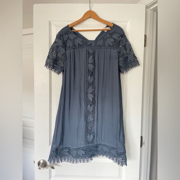 Slate Crochet Shift Dress - Picture 2 of 4